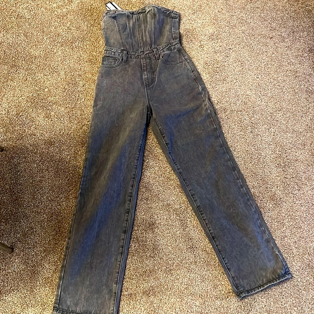 Women’s Denim Bandeau Jumpsuit (w/tags, never worn)